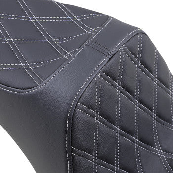 DRAG - PREDATOR III SEAT - BLACK SEAT, DOUBLE DIAMOND SILVER STITCHING - '06-17 SOFTAIL - 0