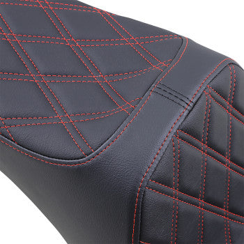 DRAG - PREDATOR III SEAT - BLACK SEAT, DOUBLE DIAMOND RED STITCHING - '06-17 SOFTAIL - 0