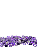 Bamco ARP stainless steel Harley‑Davidson bolts with purple anodized washers on white background