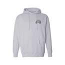 Gray hoodie with finish line speed kings logo on the chest against a white background
