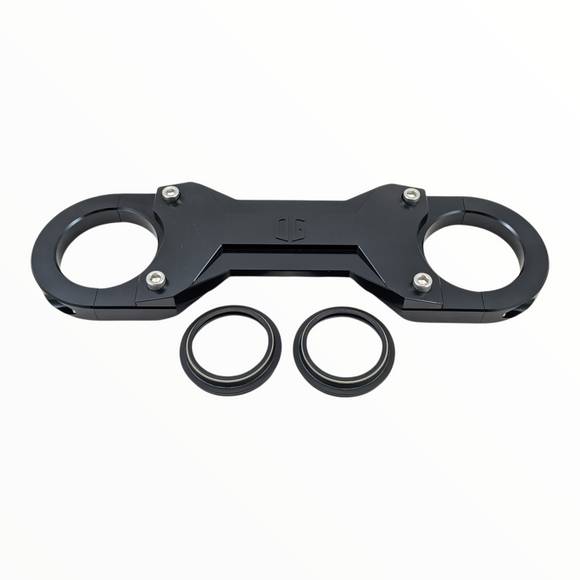 OG Speed 49mm Touring Fork Brace — black anodized CNC 6061‑T6 aluminum with fork dust seals