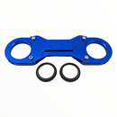 Blue anodized motorcycle upper triple clamp with bearing seals