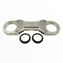 Silver billet aluminum motorcycle top triple clamp with two fork seals