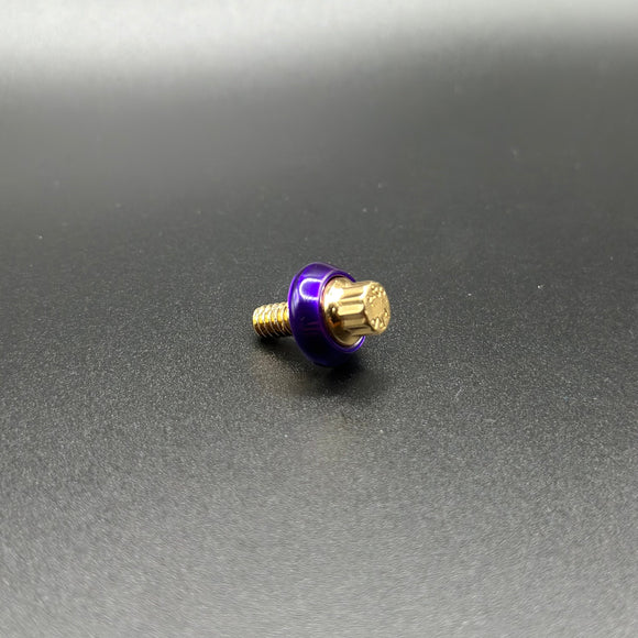 Bamco ARP stainless steel bolt for Harley‑Davidson with purple washer