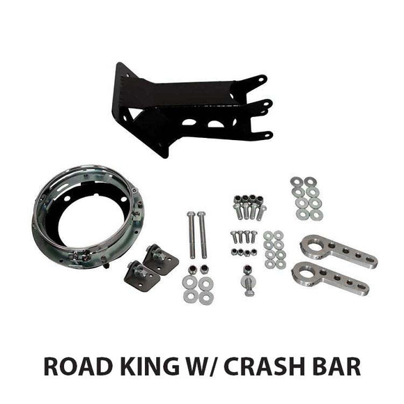 RWD V-Twin FXR fairing mount kit for Road King with crash bar, brackets, headlight ring and mounting hardware