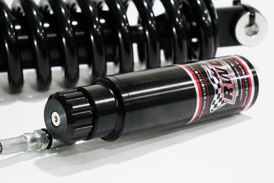 RWD V-Twin RS-1 shock absorber with remote reservoir, side view for 2018 Softail