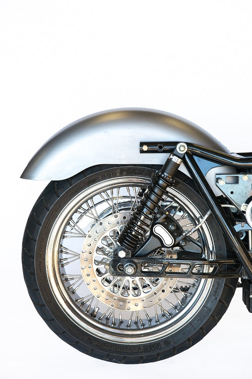 RWD V-Twin rear 7-inch wide fender for Harley Davidson Softail, two-piece stamped 14-gauge steel, direct bolt-on
