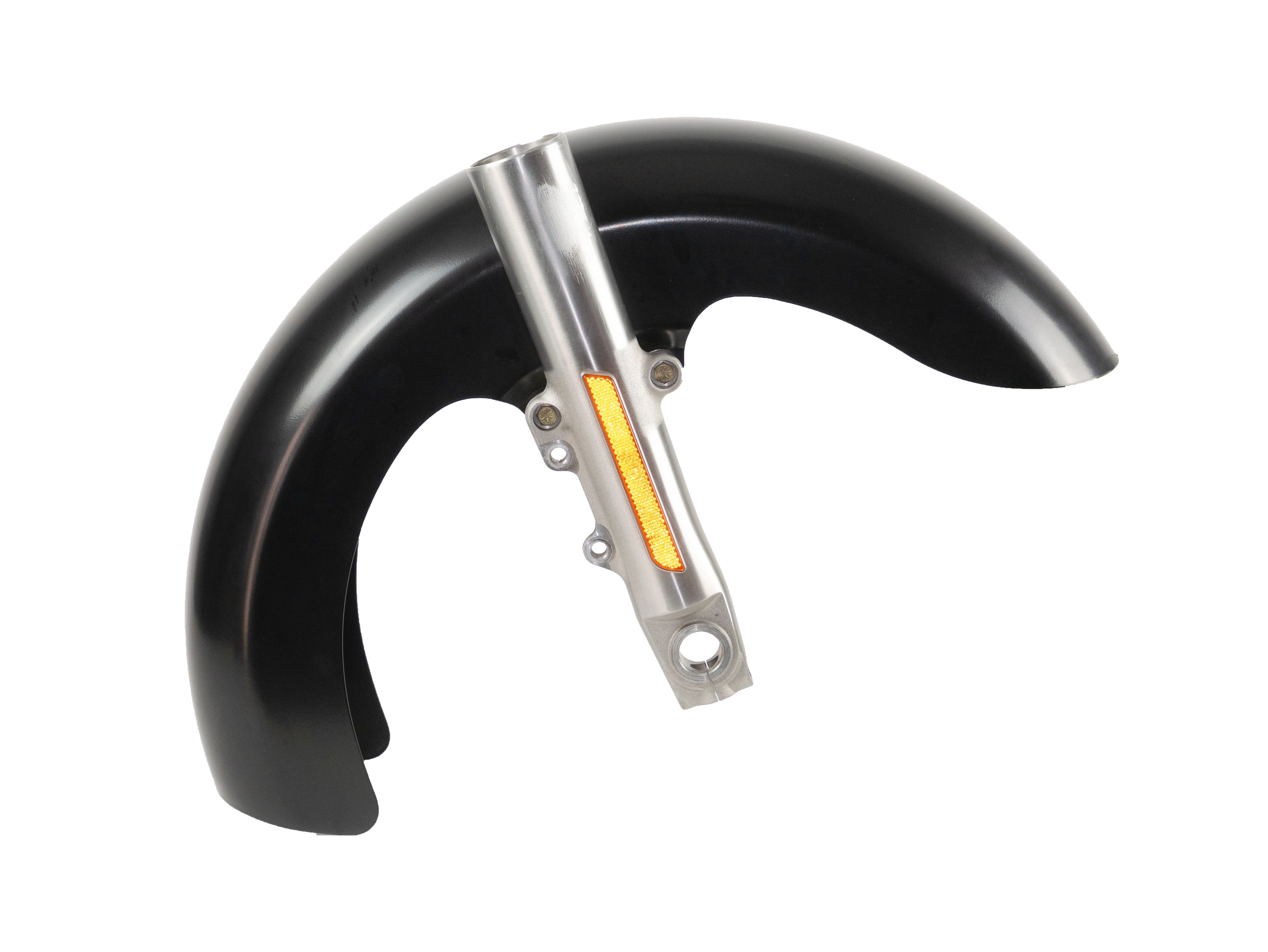 RWD V-Twin 8-inch wide LS-2 black front fender with fork mount and amber reflector