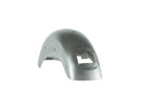A raw metal RWD V-Twin motorcycle fender with pre-drilled holes and a cut-out for a taillight, viewed from a slight angle against a white background.