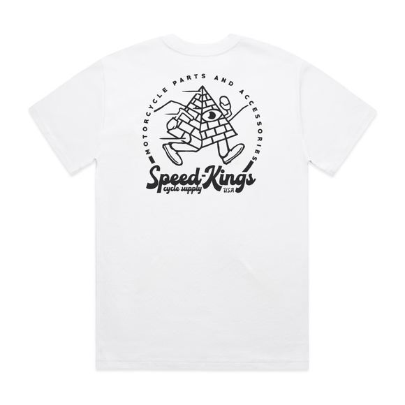 Speed-Kings Cycle Supply Running Pyramid T-Shirt in White