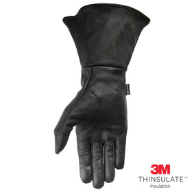 Black leather cold weather motorcycle glove with 3M Thinsulate insulation by Thrashin Supply