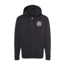 Black zip up hoodie with a Speed Kings Circle logo on the chest against a white background