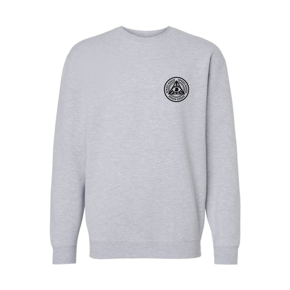 Gray sweatshirt with a black Speed-Kings Cycle logo on a white background