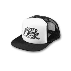 WHITE PANEL FLAT BILL TRUCKER HAT - 0
