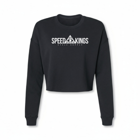 Black cropped sweatshirt with 'Speed Kings' logo on a white background