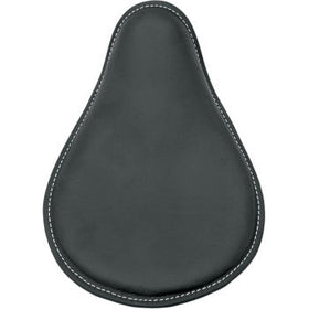 DRAG - SMALL LOW-PROFILE SPRING SOLO SEAT - BLACK LEATHER, WHITE STITCHING - CUSTOM & RIGID - 0