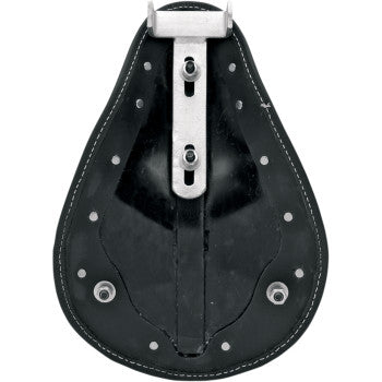DRAG - SMALL LOW-PROFILE SPRING SOLO SEAT - BLACK LEATHER, WHITE STITCHING - CUSTOM & RIGID