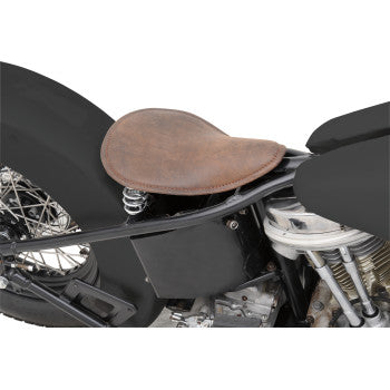 DRAG - SMALL LOW-PROFILE SPRING SOLO SEAT - DISTRESSED BROWN LEATHER- CUSTOM & RIGID