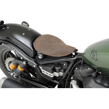 DRAG - SMALL LOW-PROFILE SPRING SOLO SEAT - DISTRESSED BROWN LEATHER- CUSTOM & RIGID