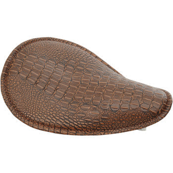DRAG - SMALL LOW-PROFILE SPRING SOLO SEAT - FAUX ALLIGATOR/ BROWN STITCHING - CUSTOM & RIGID