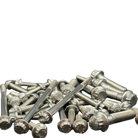 Pile of Bamco ARP stainless steel bolts for Harley-Davidson motorcycles