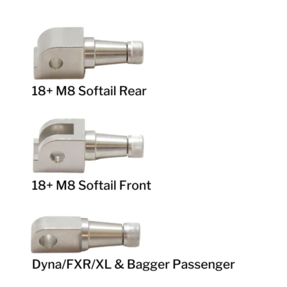 2018+ M8 Softail and Dyna/FXR/XL passenger peg axle adapters
