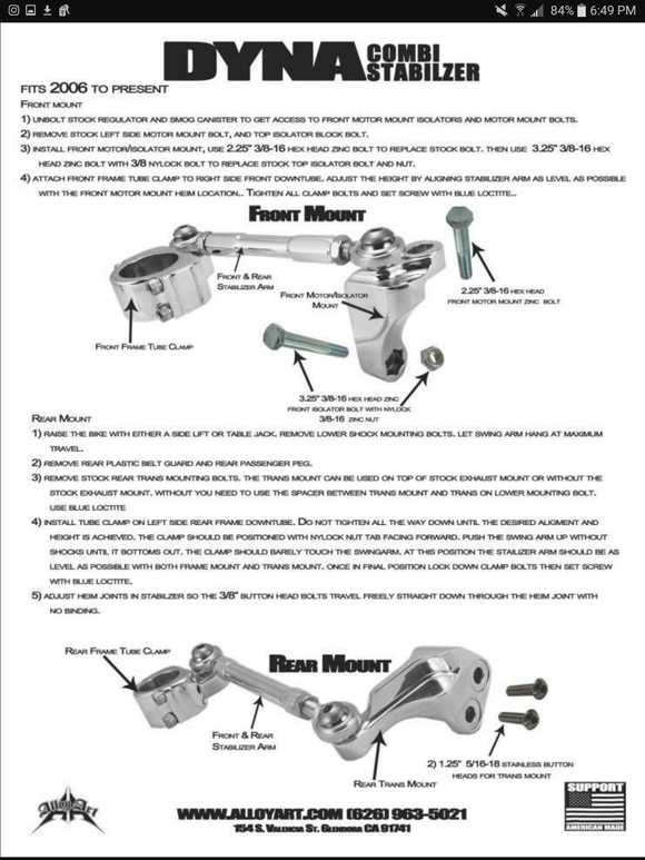Alloy Art Dyna Combi Stabilizer