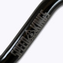 Close-up of a black mid bend handlebar with 'Speed Kings' branding on a white background