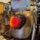 Close-up of a Dyna motorcycle tail light with turn signal integrated