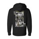 Black hoodie with a King of Hearts card design and 'Speed Kings Cycle Supply' text on the back, on a white background.