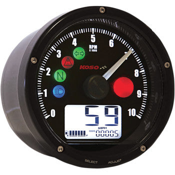 KOSO - TNT-01 ELECTRONIC SPEEDOMETER/ TACHOMETER - BLACK HOUSING & FACE