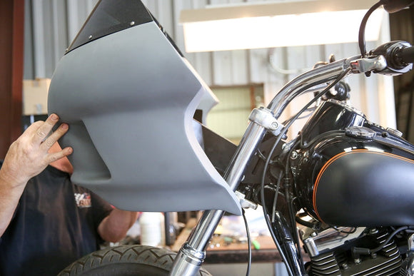 RWD V-Twin FXR motorcycle front fairing only, gray primer