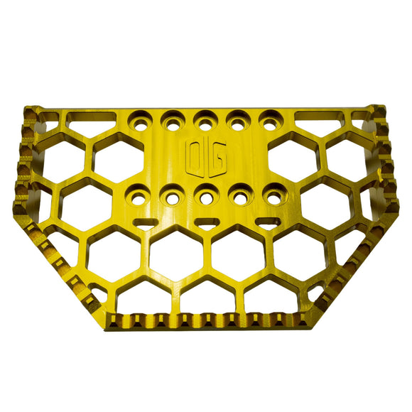 V3 Mini floorboard replacement gripper, gold anodized aluminum honeycomb footplate