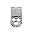 V3 Mini CNC-machined aluminum motorcycle foot peg gripper with honeycomb cutouts, silver