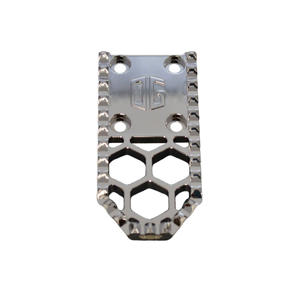 V3 Mini chrome motorcycle foot peg gripper with honeycomb cutouts