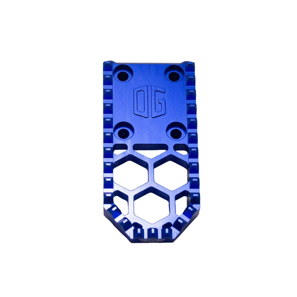 Blue anodized V3 Mini aluminum motorcycle foot peg gripper