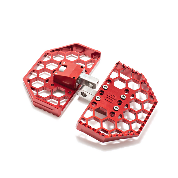 Red V3 mini floorboards for Harley-Davidson motorcycles