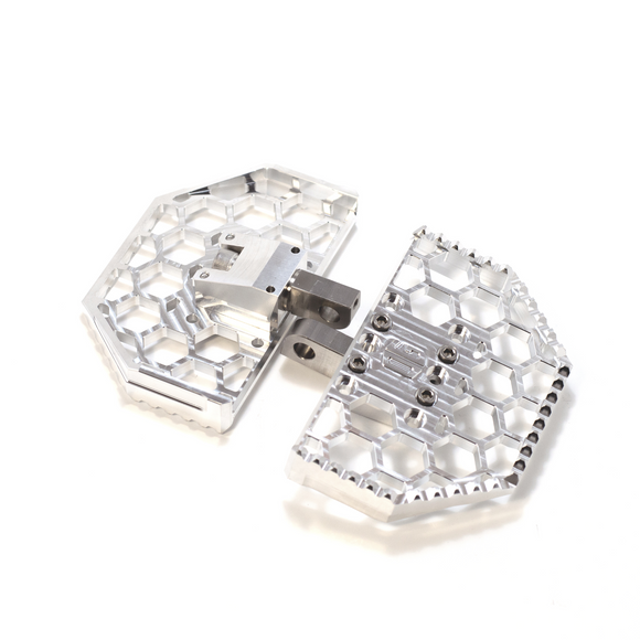 OG HoneyComp V3 Mini Floorboards for Indian Scout & Chief — machined aluminum honeycomb floorboards