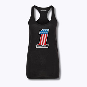 Speed-Kings Women's Number One Racerback Tank Top Black