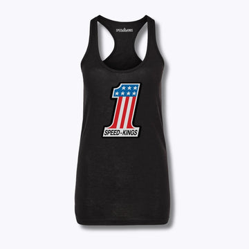 Speed-Kings Women's Number One Racerback Tank Top Black