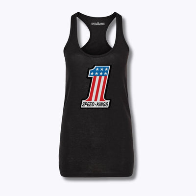 Speed-Kings Women's Number One Racerback Tank Top Black