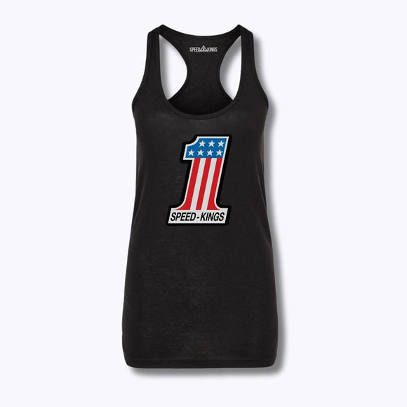 Speed-Kings Women's Number One Racerback Tank Top Black