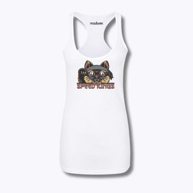 Speed-Kings Women's Lucky Cat Racerback Tank Top White