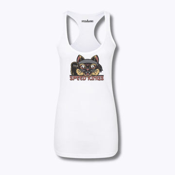 Speed-Kings Women's Lucky Cat Racerback Tank Top White