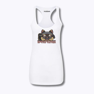 Speed-Kings Women's Lucky Cat Racerback Tank Top White