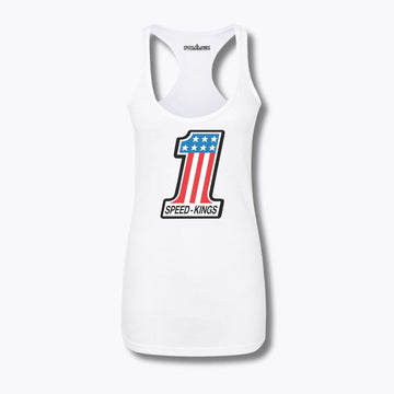 Speed-Kings Women's Number One Racerback Tank Top White