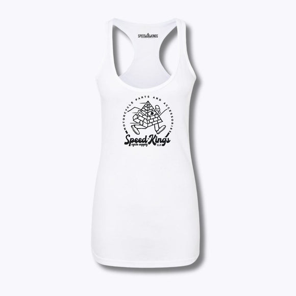 Speed-Kings Women's Running Pyramid Racerback Tank Top White
