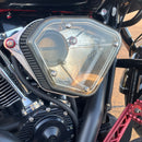 Harley-Davidson Alloy Art Boom Box clear air cleaner cover secured by Bamco ARP stainless steel bolts