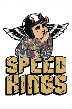 SPEED-KINGS CYCLE CHERUB GARAGE BANNER