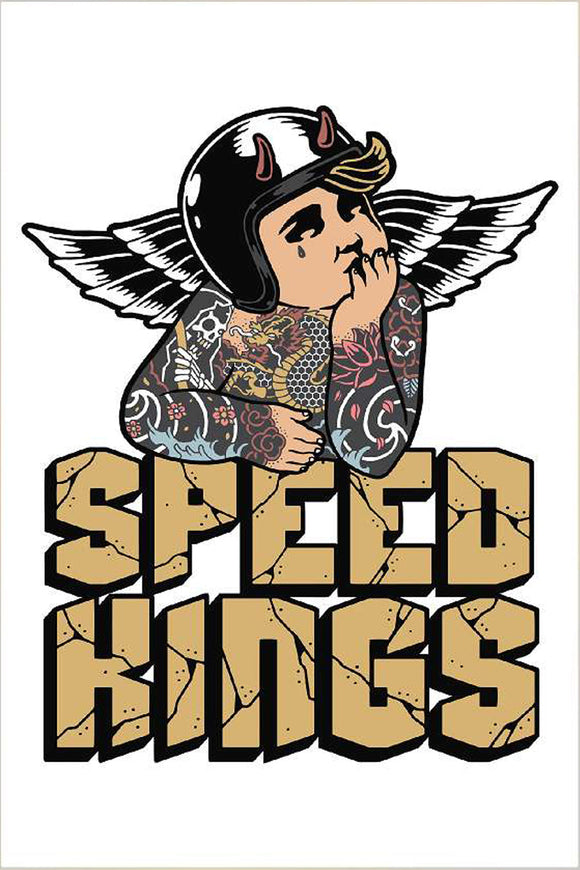 SPEED-KINGS CYCLE CHERUB GARAGE BANNER